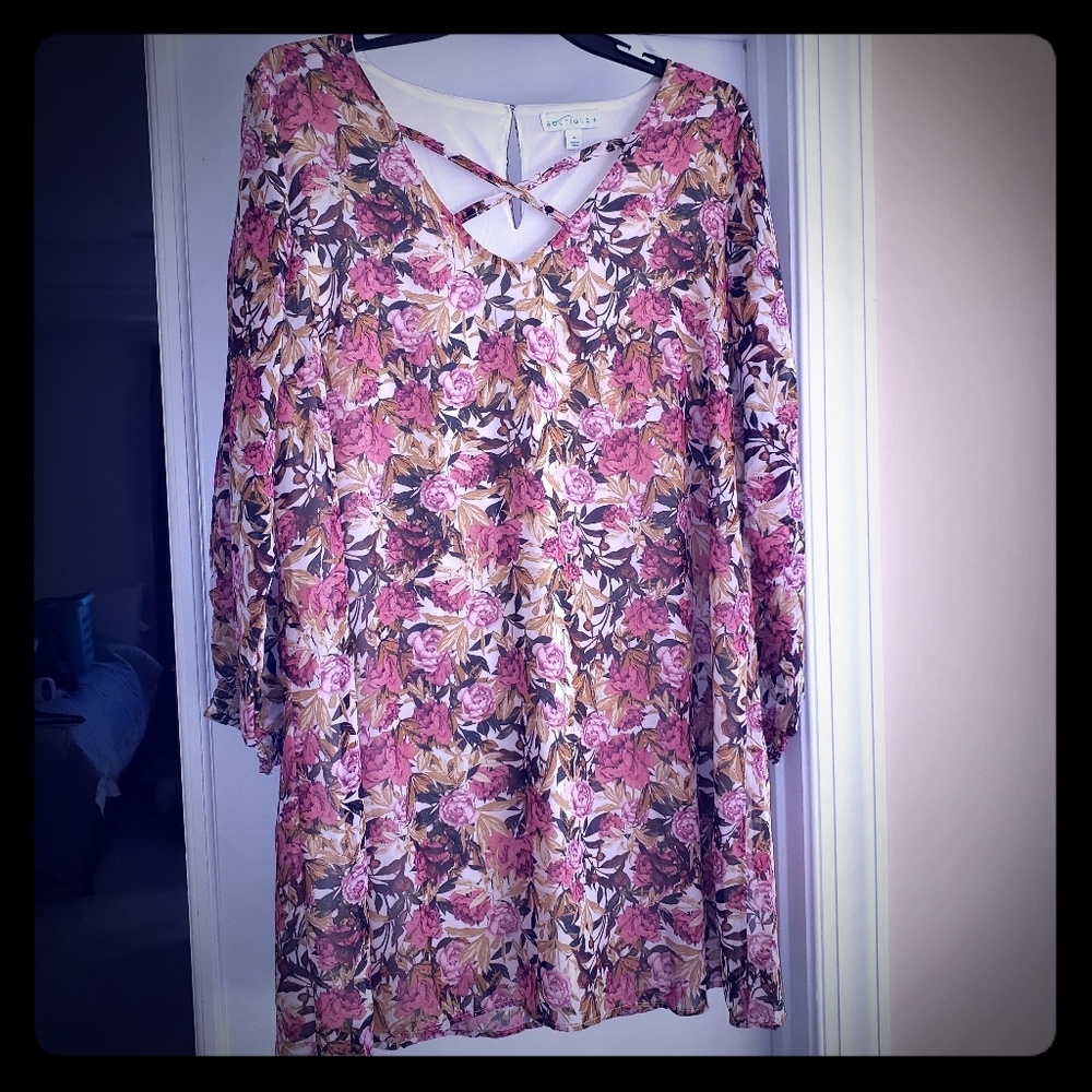 NWT SZ 1X beautiful pink floral dress for Easter or wedding season